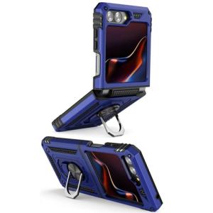 Armor Hybrid Military Case with Ring Kickstand for Samsung Galaxy Z Flip 7 - Navy Blue