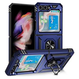 Armor Hybrid Military Case with Ring Kickstand for Samsung Galaxy Z Flip 7 - Navy Blue