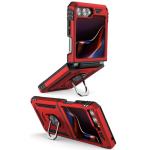 Armor Hybrid Military Case with Ring Kickstand for Samsung Galaxy Z Flip 7 - Red