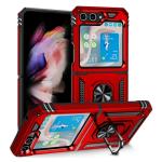 Armor Hybrid Military Case with Ring Kickstand for Samsung Galaxy Z Flip 7 - Red