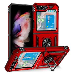 Armor Hybrid Military Case with Ring Kickstand for Samsung Galaxy Z Flip 7 - Red