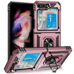 Armor Hybrid Military Case with Ring Kickstand for Samsung Galaxy Z Flip 7 - Rose Golden
