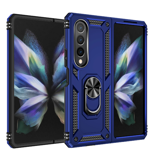 Armor Hybrid Military Case with Ring Kickstand for Samsung Galaxy Z Fold 4 - Navy Blue
