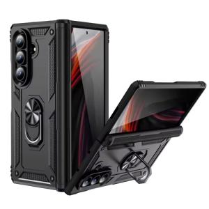 Armor Hybrid Military Case with Ring Kickstand for Samsung Galaxy Z Fold 7 - Black