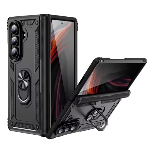 Armor Hybrid Military Case with Ring Kickstand for Samsung Galaxy Z Fold 7 - Black