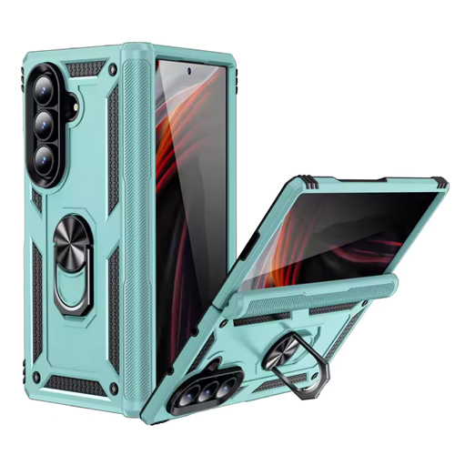 Armor Hybrid Military Case with Ring Kickstand for Samsung Galaxy Z Fold 7 - Mint