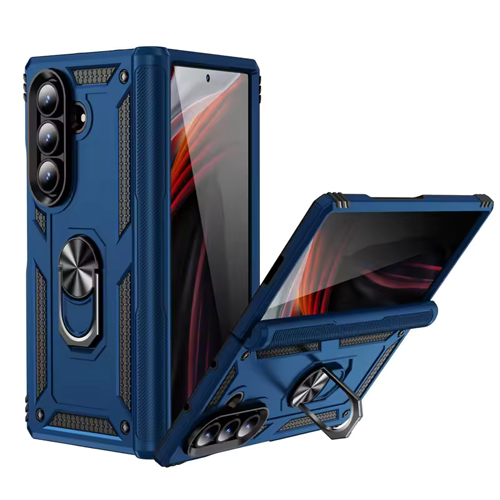 Armor Hybrid Military Case with Ring Kickstand for Samsung Galaxy Z Fold 7 - Navy Blue