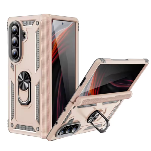 Armor Hybrid Military Case with Ring Kickstand for Samsung Galaxy Z Fold 7 - Rose Gold
