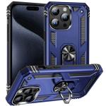 Armor Hybrid Military Case with Ring Kickstand for Apple iPhone 16 Pro - Navy Blue