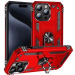Armor Hybrid Military Case with Ring Kickstand for Apple iPhone 16 Pro Max - Red