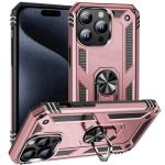 Armor Hybrid Military Case with Ring Kickstand for Apple iPhone 16 Pro - Rose Golden