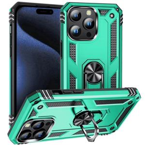 Armor Hybrid Military Case with Ring Kickstand for Apple iPhone 16 Pro – Teal