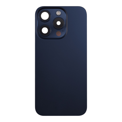 Back Glass With Steel Plate and MagSafe Magnet Compatible for iPhone 15 Pro (Premium) - Blue Titanium