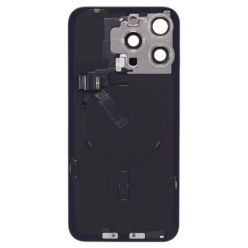 Back Glass With Steel Plate, Wireless NFC MagSafe Magnet and Flashlight Flex Pre-Installed Compatible for iPhone 15 Pro Max - Black Titanium