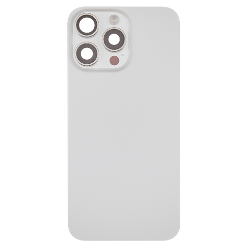 Back Glass With Steel Plate and MagSafe Magnet Compatible for iPhone 15 Pro Max (Premium) - White Titanium
