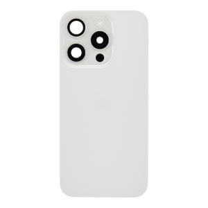 Back Glass With Steel Plate, Wireless NFC MagSafe Magnet and Flashlight Flex Pre-Installed Compatible for iPhone 15 Pro - White Titanium