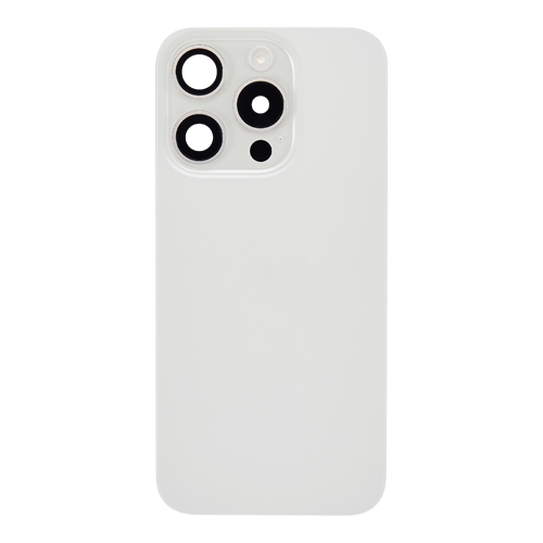 Back Glass With Steel Plate, Wireless NFC MagSafe Magnet and Flashlight Flex Pre-Installed Compatible for iPhone 15 Pro - White Titanium