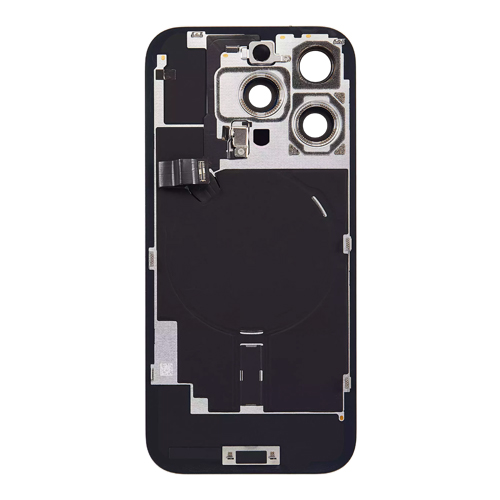 Back Glass With Steel Plate, Wireless NFC MagSafe Magnet and Flashlight Flex Pre-Installed Compatible for iPhone 16 Pro - Black Titanium