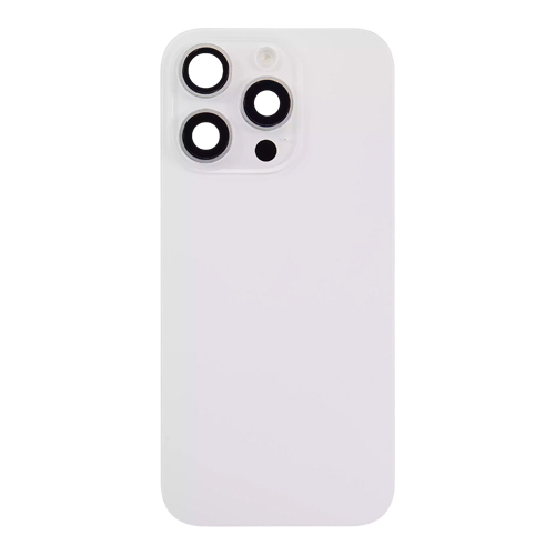 Back Glass With Steel Plate, Wireless NFC MagSafe Magnet and Flashlight Flex Pre-Installed Compatible for iPhone 16 Pro - White Titanium