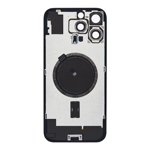 Back Glass With Steel Plate and MagSafe Magnet Compatible for iPhone 15 Pro Max (Premium) - Black Titanium
