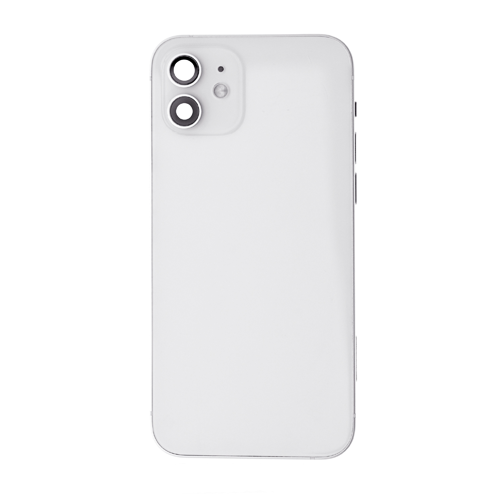 Back Housing With Small Parts Pre-Installed Compatible for iPhone 12 (Premium) - White