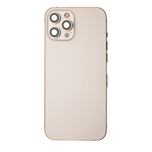 Back Housing With Small Parts Pre-Installed Compatible for iPhone 12 Pro Max (Premium) - Gold