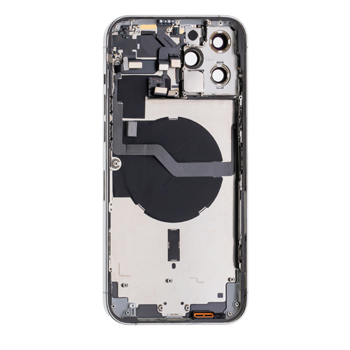 Back Housing With Small Parts Pre-Installed Compatible for iPhone 12 Pro Max (Premium) - Silver
