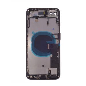 Back Housing With Small Parts Pre-Installed Compatible for iPhone 8 Plus (Premium) - Black