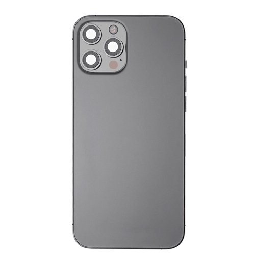 Back Housing With Small Parts Pre-Installed Compatible for iPhone 12 Pro Max (Premium) - Black