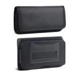 Universal Horizontal Nylon Belt Pouch with Card Slot & Metal Clip for 5.5" - Black
