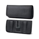 Universal Horizontal Nylon Belt Pouch with Card Slot & Metal Clip for 5.5" - Black