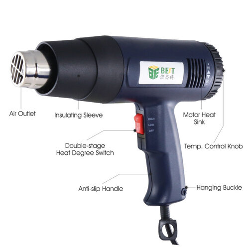 BEST-8016 110V Handheld Adjustable Constant Temperature Heat Gun US Adapter - Black