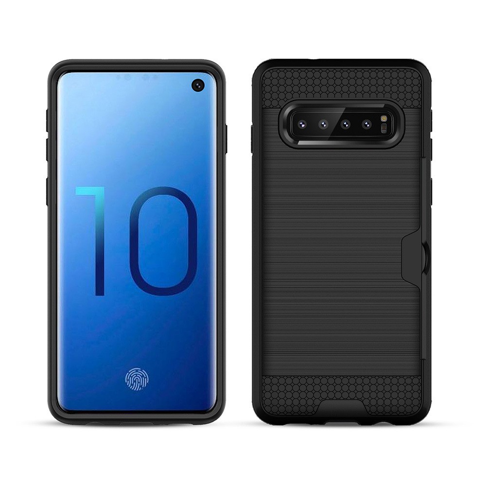 Hybrid Card Slot Anti Shock Case for Samsung Galaxy S10 Plus - Black