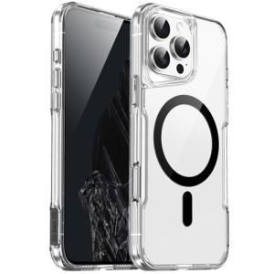 Clear Hard TPU Case with Colored Magsafe for Apple iPhone 16 - Black