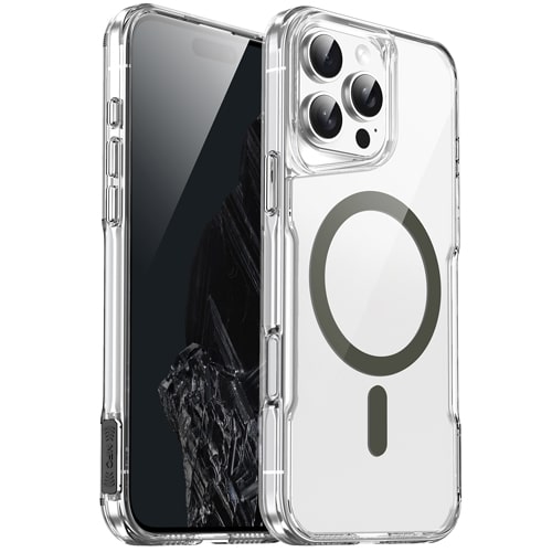 Clear Hard TPU Case with Colored Magsafe for Apple iPhone 16 Plus - Gray