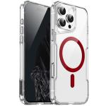 Clear Hard TPU Case with Colored Magsafe for Apple iPhone 16 Plus - Red