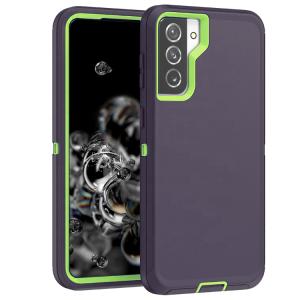 Triple Layer Protection Case & Belt Clip for Samsung Galaxy S23 FE 5G - Navy Blue - Green Line