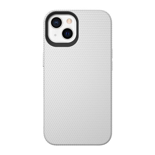 Triangle Shockproof Case with Anti Slip Grains for Apple iPhone 15 Plus / 14 Plus - Silver