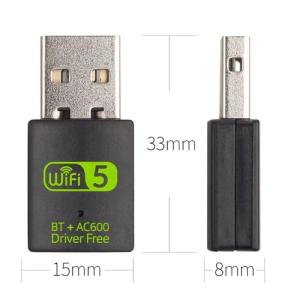 Dual Band WIFI 5 + Bluetooth USB Adapter 600 Mbps