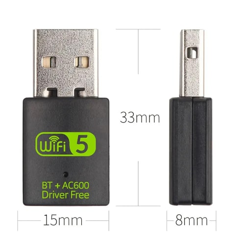 Dual Band WIFI 5 + Bluetooth USB Adapter 600 Mbps