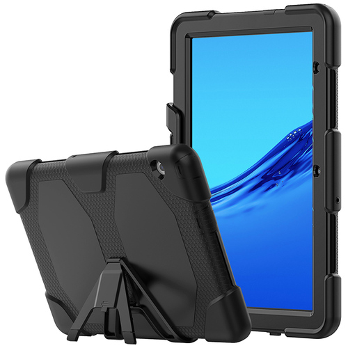 Detachable Kickstand Thick Silicone Bumper PC Case for Huawei MediaPad T3 10 - Black