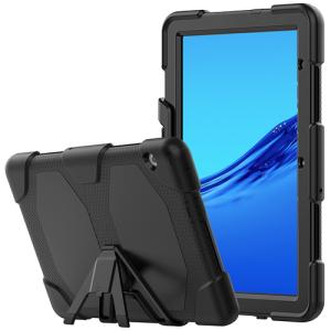 Detachable Kickstand Thick Silicone Bumper PC Case for Huawei MediaPad T5 10 - Black