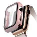 Full Coverage Protection Frame PC Hard Case With Tempered Glass for iWatch Series 42MM - Pink