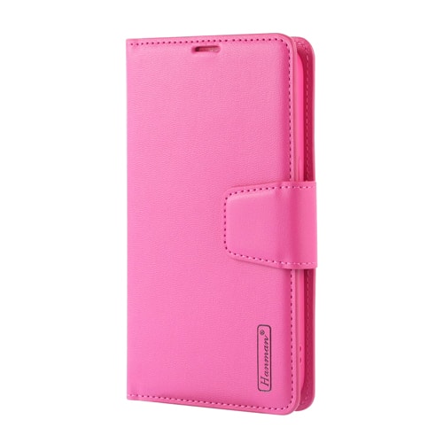 Hanman Leather Wallet Case for Samsung Galaxy S25 Edge - Hot Pink