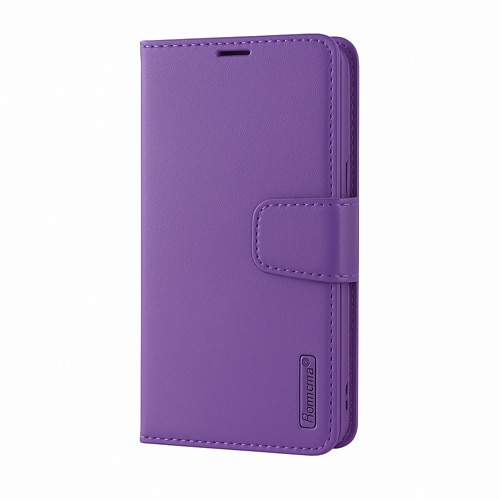 Hanman Leather Wallet Case for Samsung Galaxy S25 Edge - Purple