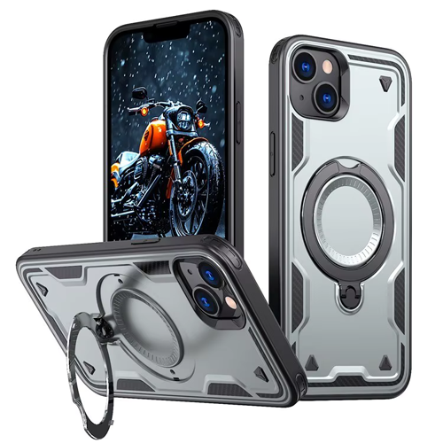 Hard Case with MagSafe Ring, Fully Rotative for Apple iPhone 13 / 14 / 16e / 17e - Gray