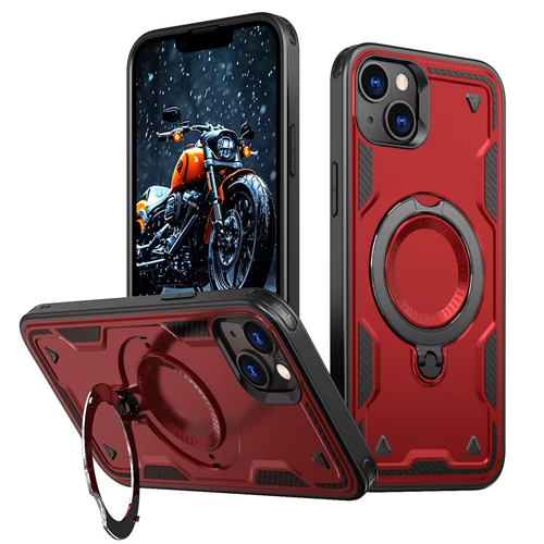 Hard Case with MagSafe Ring, Fully Rotative for Apple iPhone 13 / 14 / 16e / 17e - Red