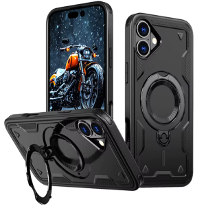 Hard Case with MagSafe Ring, Fully Rotative for Apple iPhone 16 Plus - Black