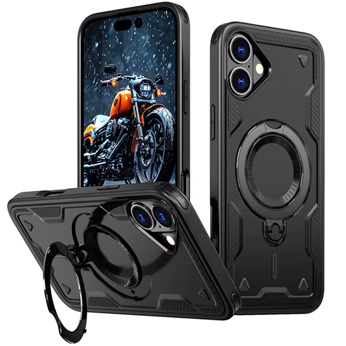 Hard Case with MagSafe Ring, Fully Rotative for Apple iPhone 16 Plus - Black
