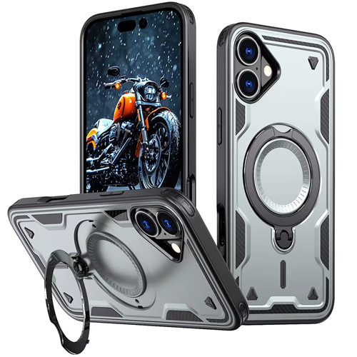 Hard Case with MagSafe Ring, Fully Rotative for Apple iPhone 16 - Gray